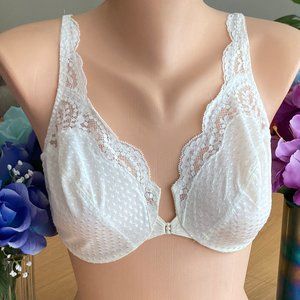 922 Valentino VINTAGE 36D Ivory Pearl Center Antron III Nylon Underwire Bra 2748
